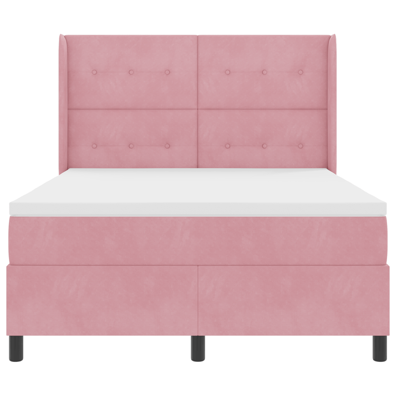 Casa si Gradina - Mobilier - Paturi si accesorii - Paturi - Pat box spring cu saltea, roz, 140x190 cm, catifea - Infinity.ro