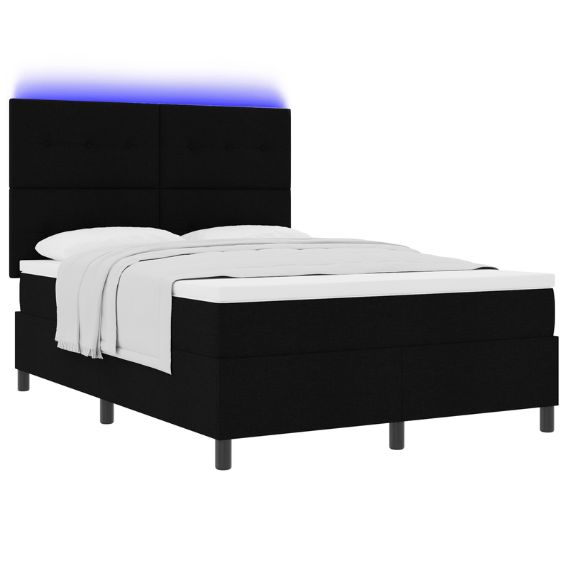 Casa si Gradina - Mobilier - Paturi si accesorii - Paturi - Pat cu Arc cu Saltea & LED Negru 140x200 cm Tesatura - Infinity.ro
