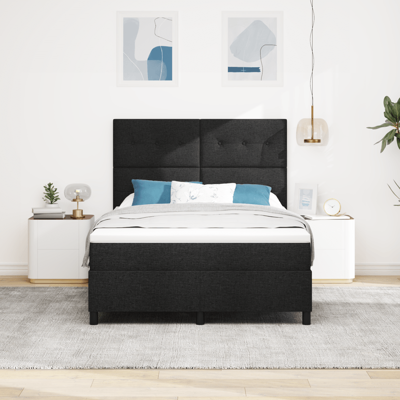 Casa si Gradina - Mobilier - Paturi si accesorii - Paturi - Pat cu Arc cu Saltea & LED Negru 140x200 cm Tesatura - Infinity.ro