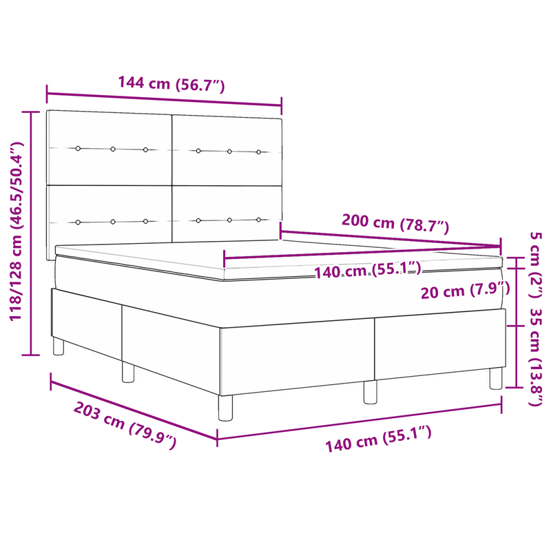 Casa si Gradina - Mobilier - Paturi si accesorii - Paturi - Pat cu Arc cu Saltea & LED Negru 140x200 cm Tesatura - Infinity.ro
