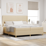 Casa si Gradina - Mobilier - Paturi si accesorii - Paturi - Pat box spring cu saltea, crem, 200x200 cm, textil - Infinity.ro