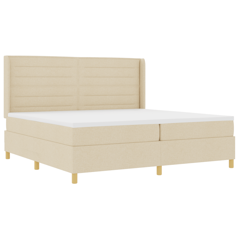 Casa si Gradina - Mobilier - Paturi si accesorii - Paturi - Pat box spring cu saltea, crem, 200x200 cm, textil - Infinity.ro