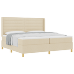 Casa si Gradina - Mobilier - Paturi si accesorii - Paturi - Pat box spring cu saltea, crem, 200x200 cm, textil - Infinity.ro
