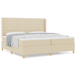 Casa si Gradina - Mobilier - Paturi si accesorii - Paturi - Pat box spring cu saltea, crem, 200x200 cm, textil - Infinity.ro