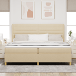 Casa si Gradina - Mobilier - Paturi si accesorii - Paturi - Pat box spring cu saltea, crem, 200x200 cm, textil - Infinity.ro