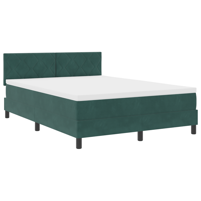 Casa si Gradina - Mobilier - Paturi si accesorii - Paturi - Pat box spring cu saltea & LED, verde inchis 140x200 cm catifea - Infinity.ro