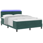 Casa si Gradina - Mobilier - Paturi si accesorii - Paturi - Pat box spring cu saltea & LED, verde inchis 140x200 cm catifea - Infinity.ro