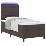 Casa si Gradina - Mobilier - Paturi si accesorii - Paturi - Pat cu Arcuri cu Saltea & LED, Maro Intunecat, 90x200 cm, Tesatura - Infinity.ro