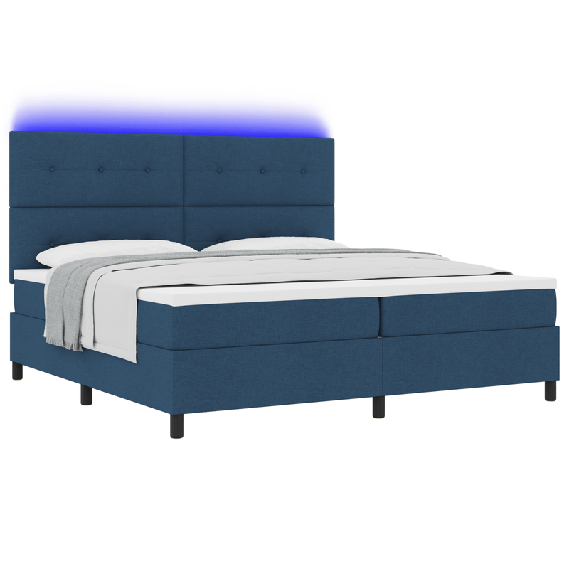 Casa si Gradina - Mobilier - Paturi si accesorii - Paturi - Pat cu somiera cu saltea & LED Albastru 200x200 cm tesatura - Infinity.ro
