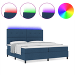 Casa si Gradina - Mobilier - Paturi si accesorii - Paturi - Pat cu somiera cu saltea & LED Albastru 200x200 cm tesatura - Infinity.ro