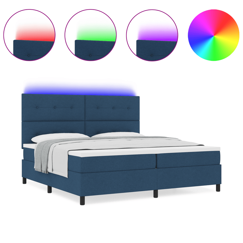 Casa si Gradina - Mobilier - Paturi si accesorii - Paturi - Pat cu somiera cu saltea & LED Albastru 200x200 cm tesatura - Infinity.ro