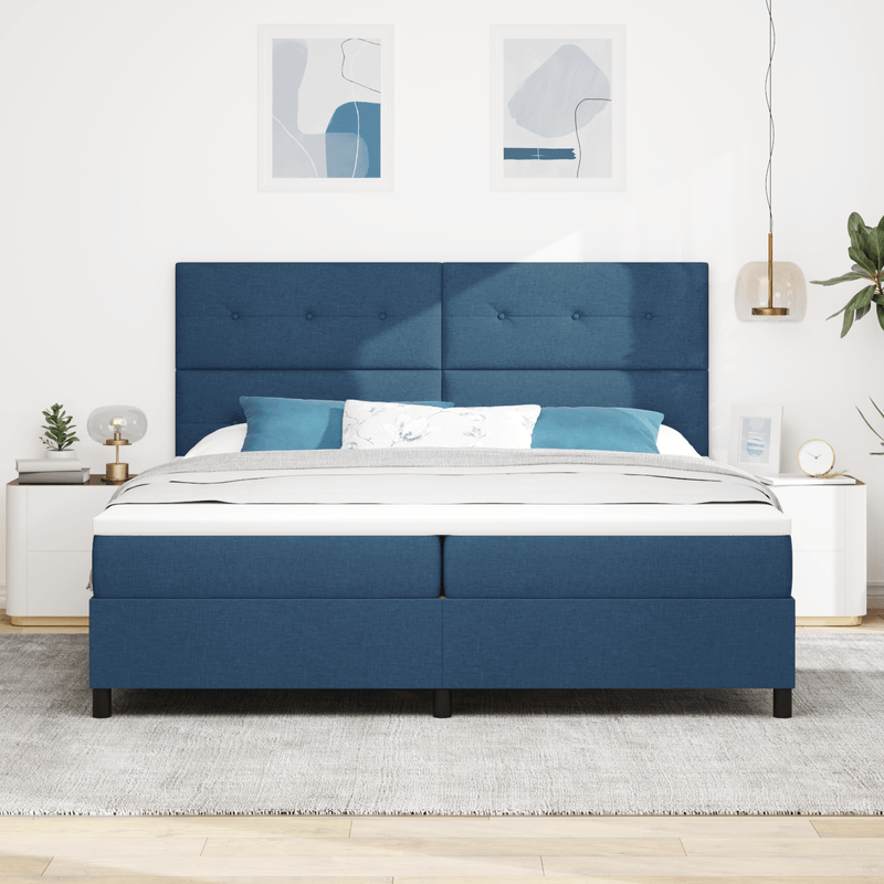 Casa si Gradina - Mobilier - Paturi si accesorii - Paturi - Pat cu somiera cu saltea & LED Albastru 200x200 cm tesatura - Infinity.ro