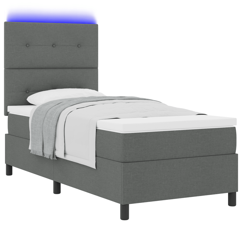 Casa si Gradina - Mobilier - Paturi si accesorii - Paturi - Pat cu Arcuri cu Saltea & LED Gri Intunecat 80x200 cm Tesatura - Infinity.ro