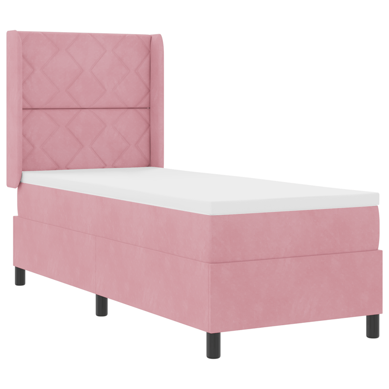 Casa si Gradina - Mobilier - Paturi si accesorii - Paturi - Pat box spring cu saltea, roz, 80x200 cm, catifea - Infinity.ro