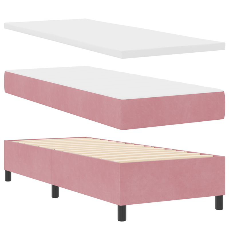 Casa si Gradina - Mobilier - Paturi si accesorii - Paturi - Pat box spring cu saltea, roz, 80x200 cm, catifea - Infinity.ro