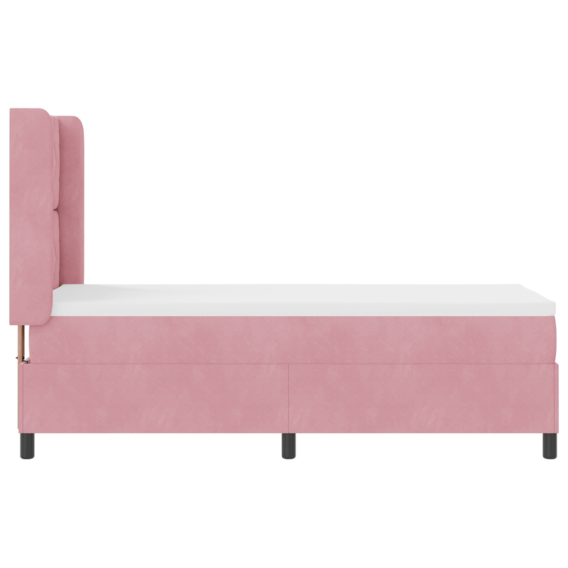Casa si Gradina - Mobilier - Paturi si accesorii - Paturi - Pat box spring cu saltea, roz, 80x200 cm, catifea - Infinity.ro