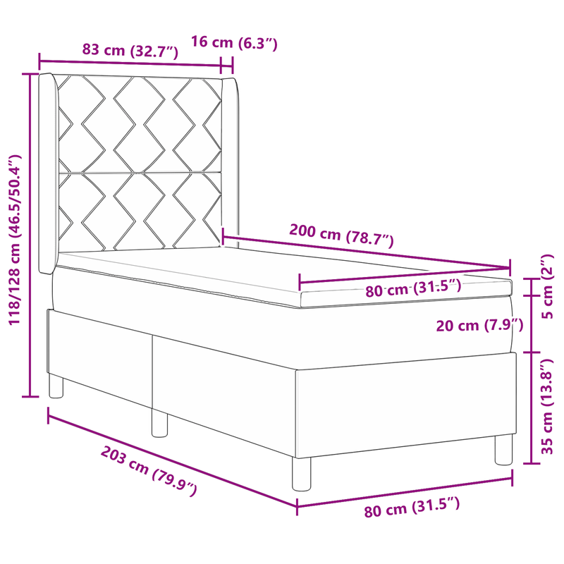 Casa si Gradina - Mobilier - Paturi si accesorii - Paturi - Pat box spring cu saltea, roz, 80x200 cm, catifea - Infinity.ro