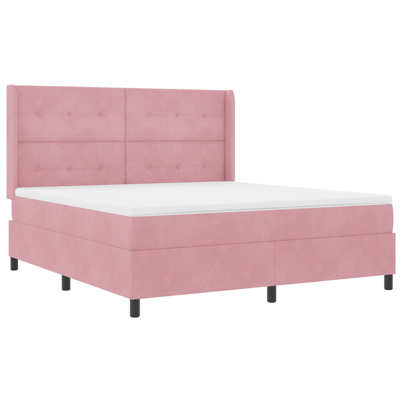 Casa si Gradina - Mobilier - Paturi si accesorii - Paturi - Pat box spring cu saltea, roz, 180x200 cm, catifea - Infinity.ro