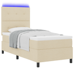 Casa si Gradina - Mobilier - Paturi si accesorii - Paturi - Pat cu arcuri cu saltea si LED crem 90x200 cm tesatura - Infinity.ro