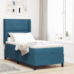 Casa si Gradina - Mobilier - Paturi si accesorii - Paturi - Pat box spring cu saltea, albastru inchis, 90x190 cm, catifea - Infinity.ro