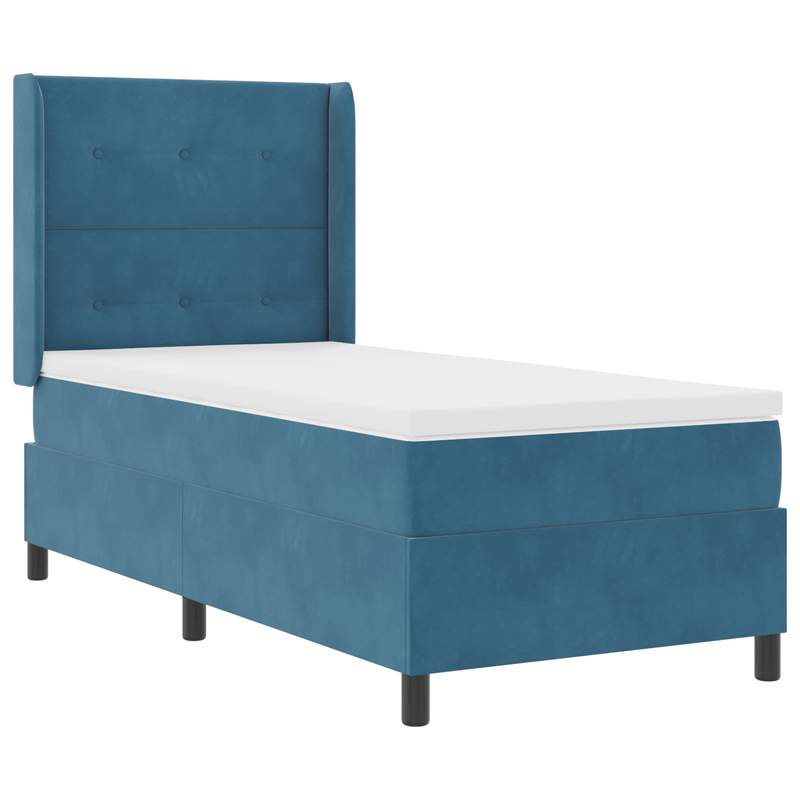 Casa si Gradina - Mobilier - Paturi si accesorii - Paturi - Pat box spring cu saltea, albastru inchis, 90x190 cm, catifea - Infinity.ro
