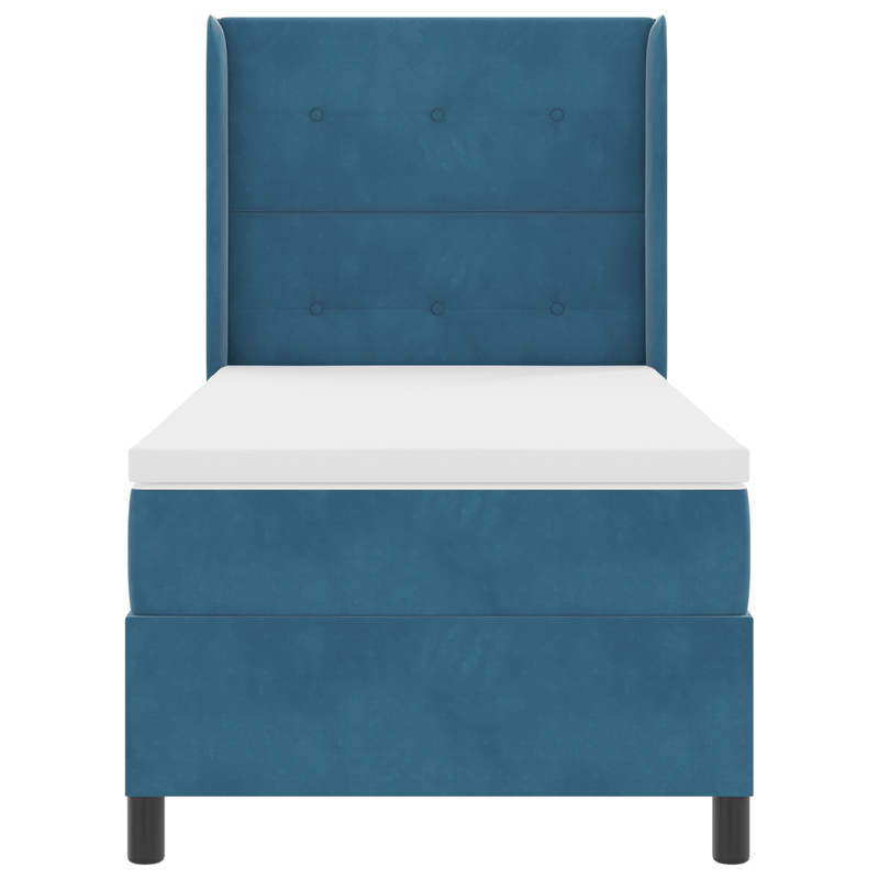 Casa si Gradina - Mobilier - Paturi si accesorii - Paturi - Pat box spring cu saltea, albastru inchis, 90x190 cm, catifea - Infinity.ro