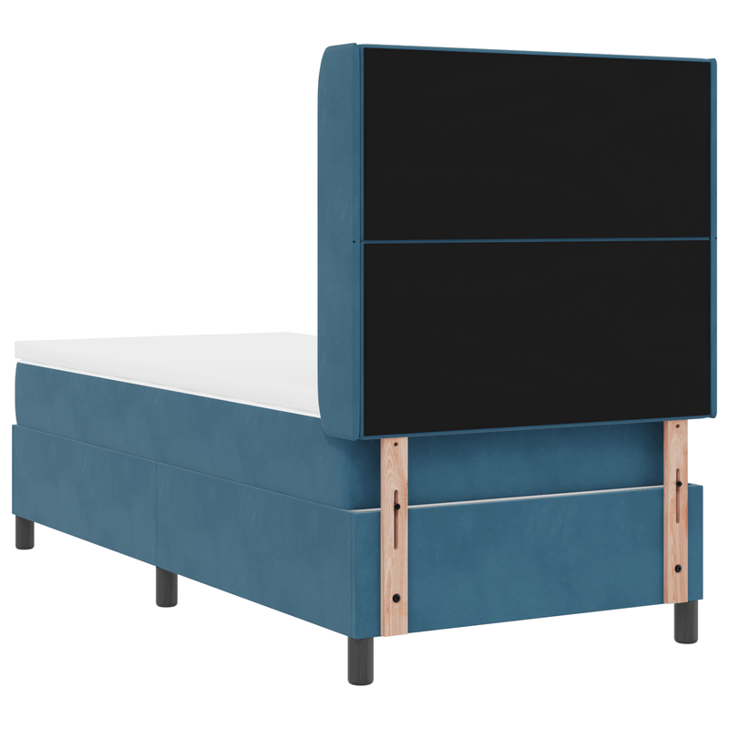 Casa si Gradina - Mobilier - Paturi si accesorii - Paturi - Pat box spring cu saltea, albastru inchis, 90x190 cm, catifea - Infinity.ro