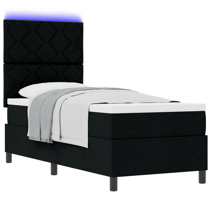 Casa si Gradina - Mobilier - Paturi si accesorii - Paturi - Pat cu arcuri cu saltea & LED Negru 80x200 cm Tesatura - Infinity.ro