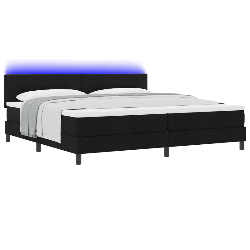 Casa si Gradina - Mobilier - Paturi si accesorii - Paturi - Pat cu arcuri cu saltea & LED negru 200x200 cm tesatura - Infinity.ro