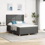 Casa si Gradina - Mobilier - Paturi si accesorii - Paturi - Pat box spring cu saltea, gri inchis, 140x200 cm, textil - Infinity.ro