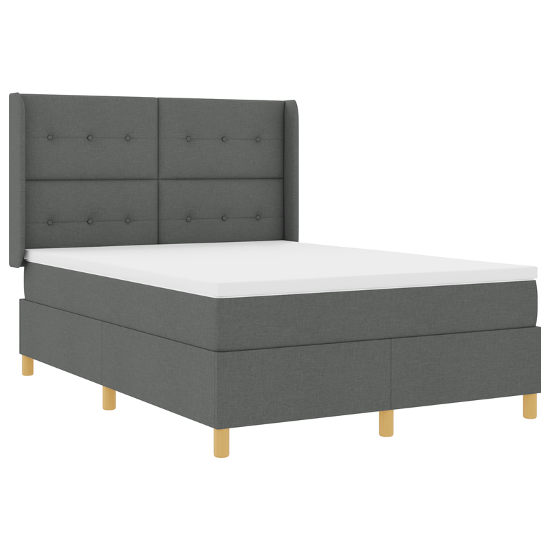 Casa si Gradina - Mobilier - Paturi si accesorii - Paturi - Pat box spring cu saltea, gri inchis, 140x200 cm, textil - Infinity.ro