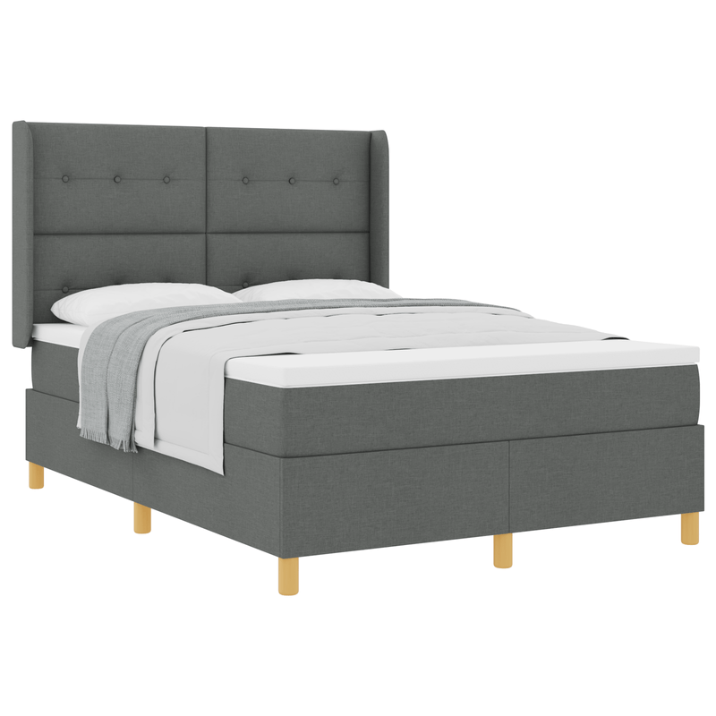 Casa si Gradina - Mobilier - Paturi si accesorii - Paturi - Pat box spring cu saltea, gri inchis, 140x200 cm, textil - Infinity.ro