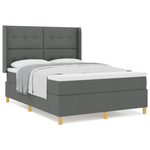 Casa si Gradina - Mobilier - Paturi si accesorii - Paturi - Pat box spring cu saltea, gri inchis, 140x200 cm, textil - Infinity.ro