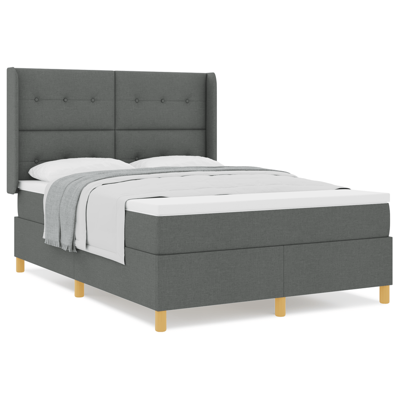 Casa si Gradina - Mobilier - Paturi si accesorii - Paturi - Pat box spring cu saltea, gri inchis, 140x200 cm, textil - Infinity.ro