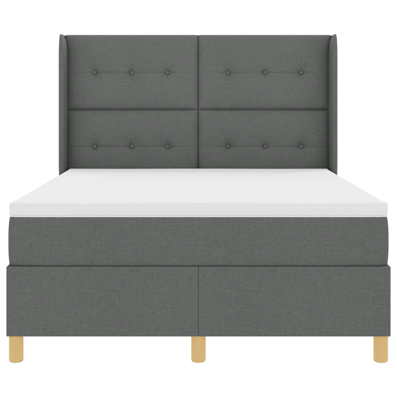 Casa si Gradina - Mobilier - Paturi si accesorii - Paturi - Pat box spring cu saltea, gri inchis, 140x200 cm, textil - Infinity.ro