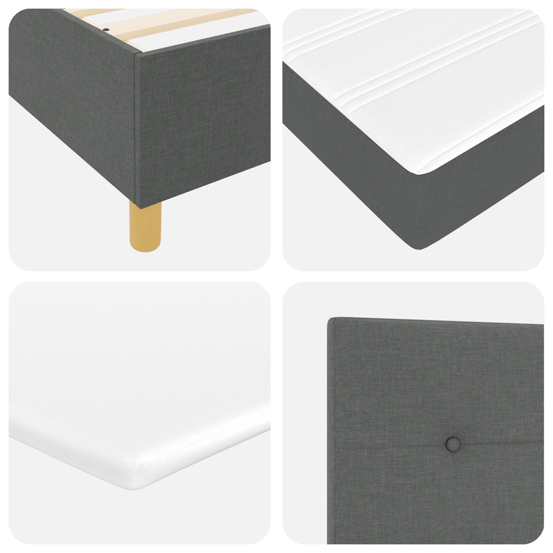 Casa si Gradina - Mobilier - Paturi si accesorii - Paturi - Pat box spring cu saltea, gri inchis, 140x200 cm, textil - Infinity.ro