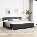 Casa si Gradina - Mobilier - Paturi si accesorii - Paturi - Pat cu arcuri cu saltea & LED Maro inchis 200x200 cm Tesatura - Infinity.ro