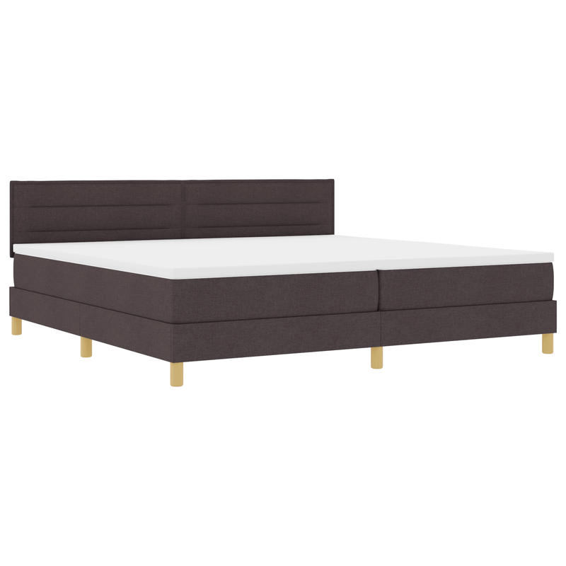 Casa si Gradina - Mobilier - Paturi si accesorii - Paturi - Pat cu arcuri cu saltea & LED Maro inchis 200x200 cm Tesatura - Infinity.ro
