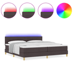 Casa si Gradina - Mobilier - Paturi si accesorii - Paturi - Pat cu arcuri cu saltea & LED Maro inchis 200x200 cm Tesatura - Infinity.ro