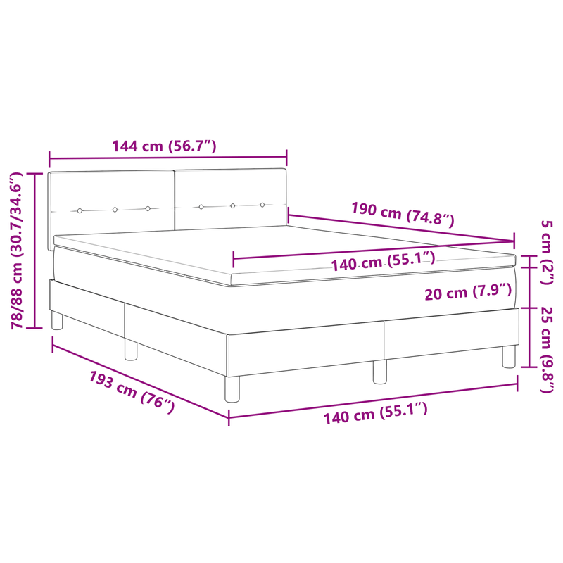 Casa si Gradina - Mobilier - Paturi si accesorii - Paturi - Pat cu arcuri cu saltea & LED albastru 140x190 cm tesatura - Infinity.ro
