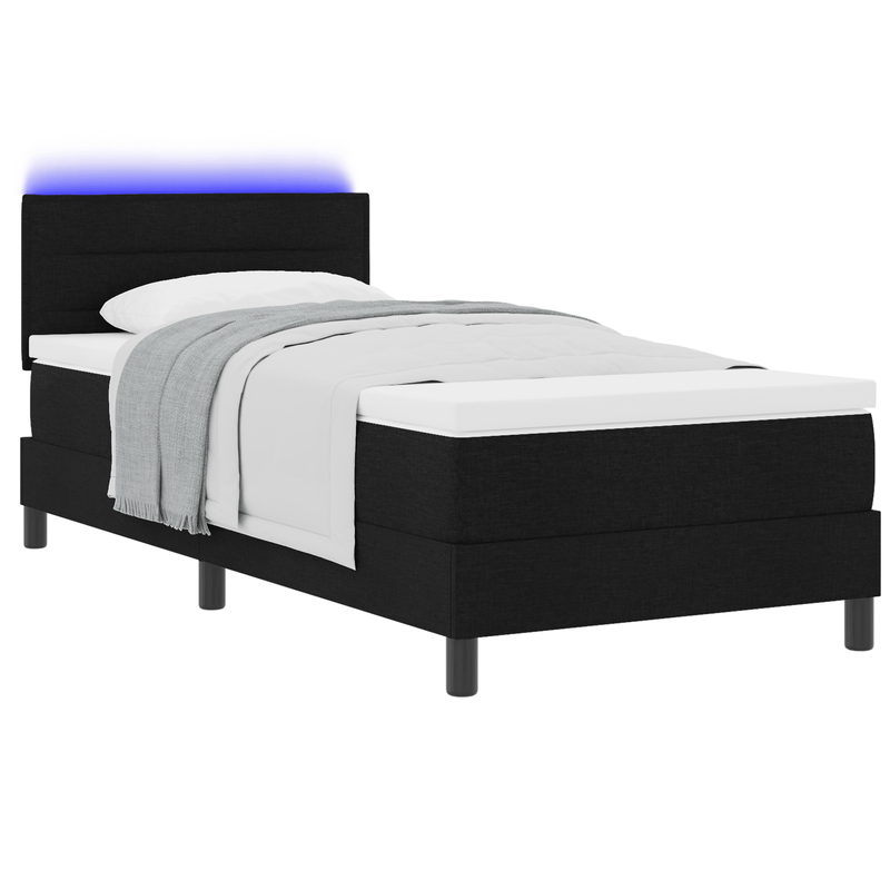 Casa si Gradina - Mobilier - Paturi si accesorii - Paturi - Pat cu arcuri boxa cu saltea si LED Negru 90x190 cm Fabricat - Infinity.ro