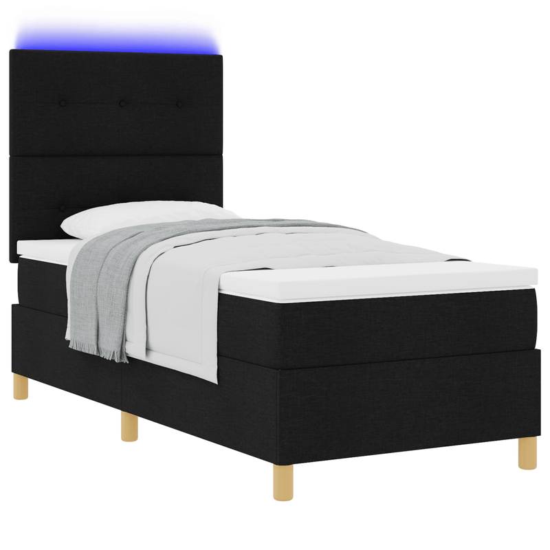 Casa si Gradina - Mobilier - Paturi si accesorii - Paturi - Pat cu arcuri cu saltea & LED negru 80x200 cm tesatura - Infinity.ro