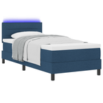 Casa si Gradina - Mobilier - Paturi si accesorii - Paturi - Pat cu arcuri si saltea & LED albastru 90x190 cm din tesatura - Infinity.ro