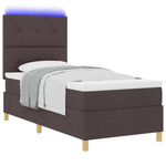 Casa si Gradina - Mobilier - Paturi si accesorii - Paturi - Pat cu somier si saltea cu LED Maro Intunecat 90x200 cm Textile - Infinity.ro