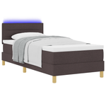 Casa si Gradina - Mobilier - Paturi si accesorii - Paturi - Pat cu arcuri cu saltea & LED maro inchis 80x200 cm tesatura - Infinity.ro