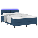 Casa si Gradina - Mobilier - Paturi si accesorii - Paturi - Pat Box Spring cu saltea & LED albastru 140x200 cm din tesatura - Infinity.ro