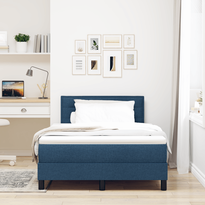 Casa si Gradina - Mobilier - Paturi si accesorii - Paturi - Pat Box Spring cu Saltea & LED Albastru 120x200 cm Fabric - Infinity.ro