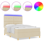 Casa si Gradina - Mobilier - Paturi si accesorii - Paturi - Pat cu saltea si LED Crem 160x200 cm din tesatura - Infinity.ro