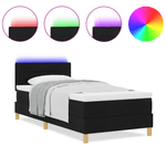 Casa si Gradina - Mobilier - Paturi si accesorii - Paturi - Pat cu arcuri cu saltea & LED negru 100x200 cm tesatura - Infinity.ro