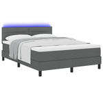 Casa si Gradina - Mobilier - Paturi si accesorii - Paturi - Pat cu arcuri de boxa si saltea cu LED Gri Intunecat 160x200 cm Material textil - Infinity.ro